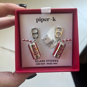 Piper K Silver and Red Soda Diet Coke Can Earrings